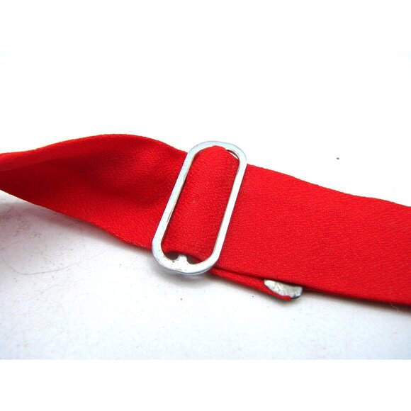 Red Necktie Gold Tone Amethyst Rhinestone Rib Accent Cravat Tie Ceremonial Adjus - Picture 7 of 8